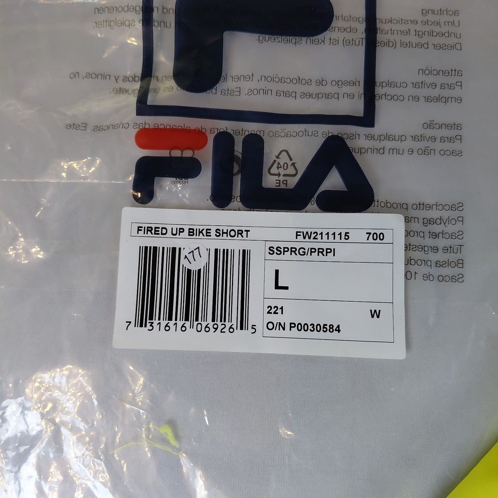 NWT Fila Women's Fired Up Logo Bike Shorts Large MSRP $32 FW211115 Bright Yellow - Picture 8 of 11